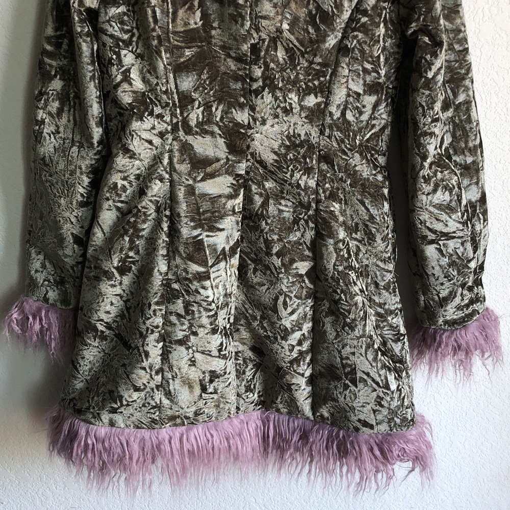 Widow Art Magic Crushed Velvet Faux Fur Trim Jacket Witchy Witchcore Y2K - Picture 8 of 15